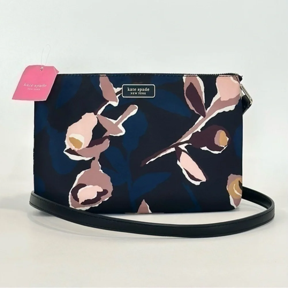 Kate Spade New York Triple Gusset Crossbody Bag with Dawn Paper Rose Print